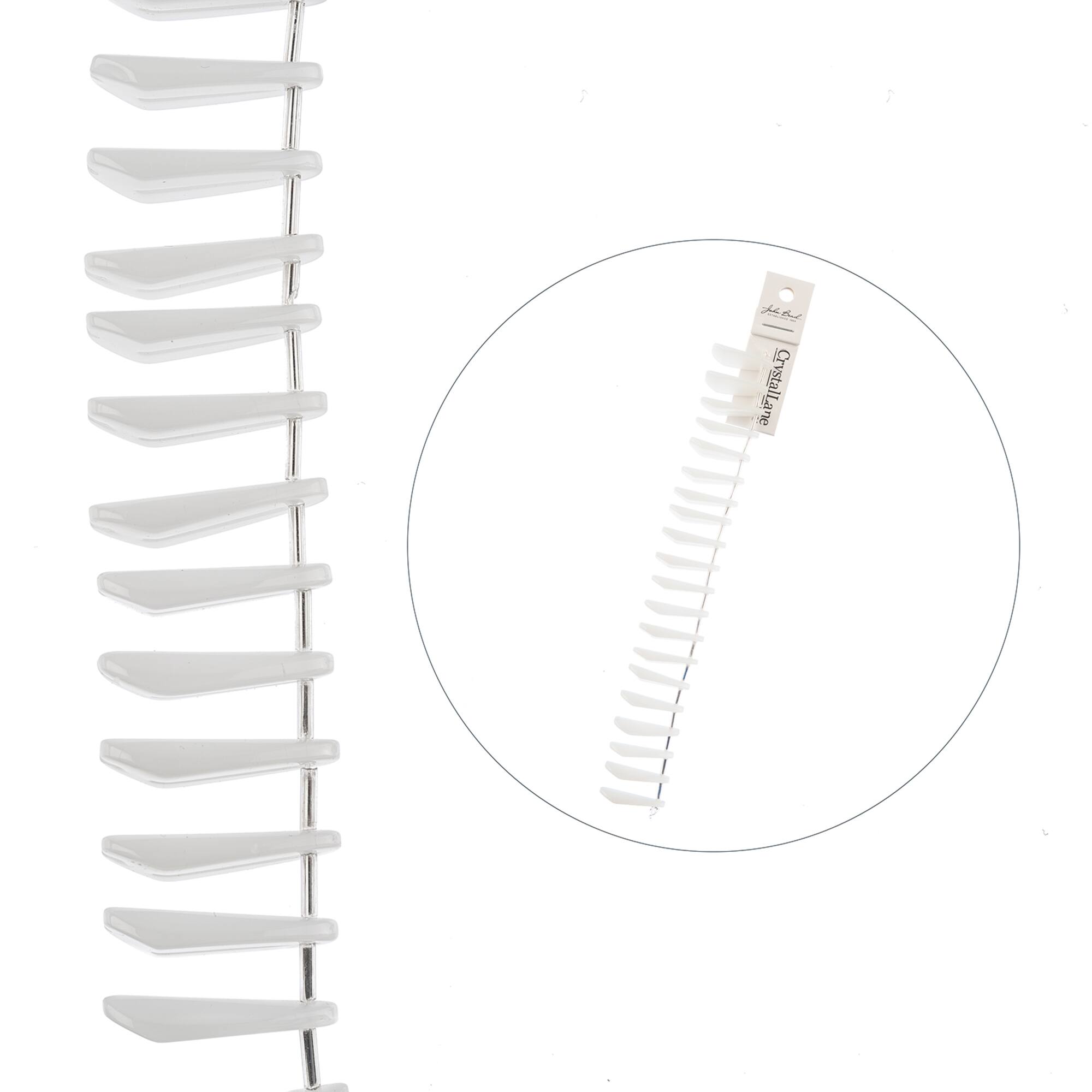 Crystal Lane DIY 7" White Long Leaf Opaque Glass Bead Strand